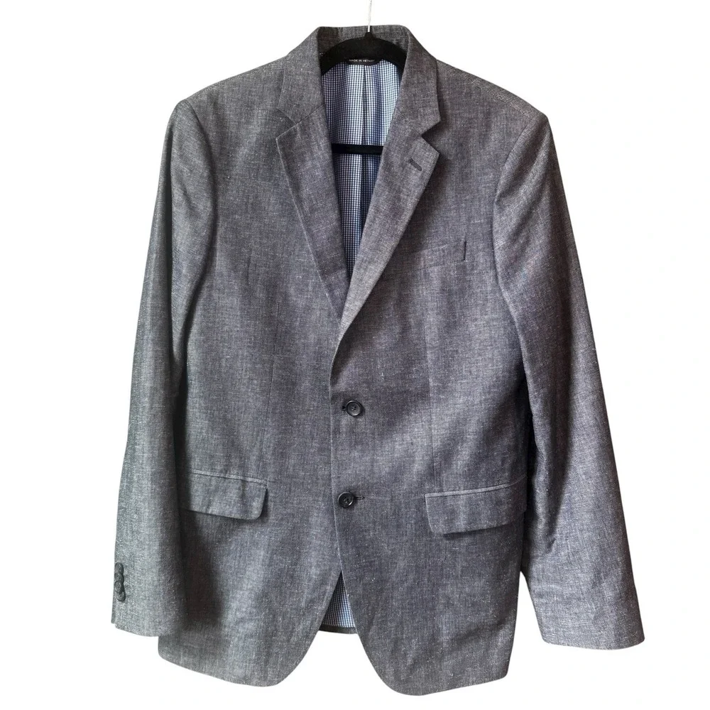 Banana Republic Men's Blue Gray Cotton Linen Blazer Suit Sport Jacket Size 40R